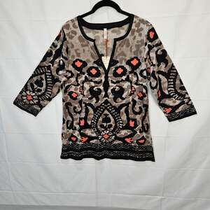 Raga [Sample] Blouse 3/4 Sleeve Tribal Leopard Size Small